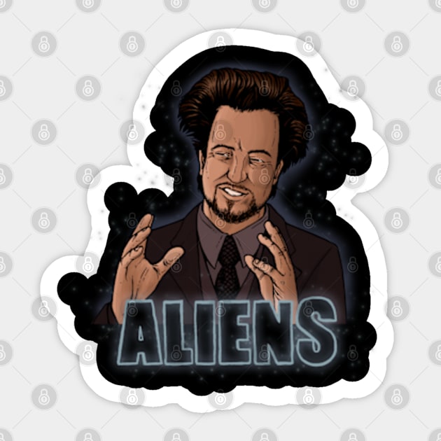 The Aliens Guy (Giorgio Tsoukalos) Color Sticker by jleonardart